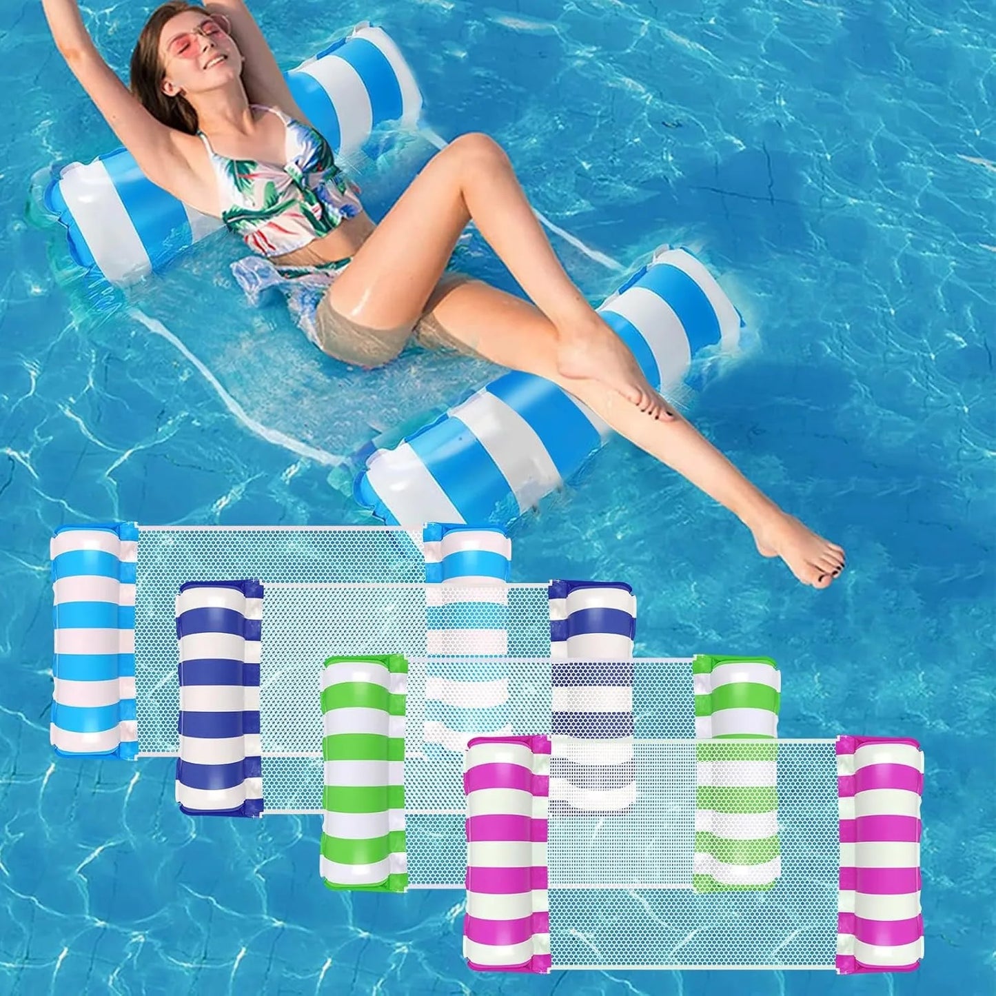 Pool Float Cylindrical Striped Swimming Ring Pool Inflatable Dual Tube Suitable for Pools Multi-Purpose Water Pool Float