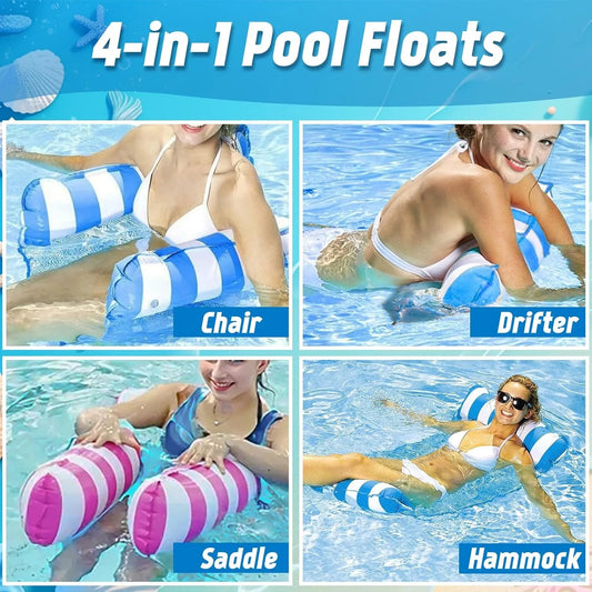 Pool Float Cylindrical Striped Swimming Ring Pool Inflatable Dual Tube Suitable for Pools Multi-Purpose Water Pool Float
