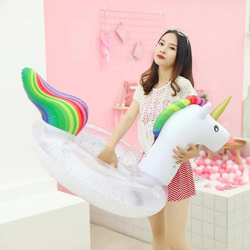 Inflatable Flamingo Swimming Ring for Adult Teens Swimming Circle Floating Ring Inflatable Pool Floats Toys Beach Party