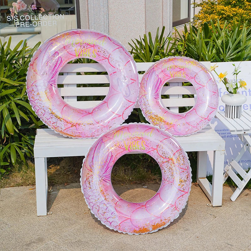 Rooxin Mermaid Swimming Ring Inflatable Pool Float For Adult Kids Swimming Circle Baby Swim Tube Water Play Swimming Pool Float