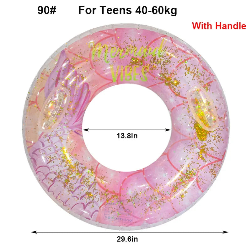 Rooxin Mermaid Swimming Ring Inflatable Pool Float For Adult Kids Swimming Circle Baby Swim Tube Water Play Swimming Pool Float