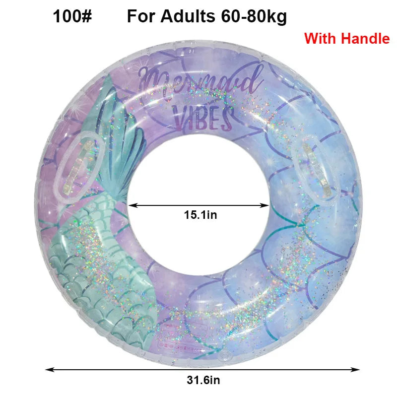 Rooxin Mermaid Swimming Ring Inflatable Pool Float For Adult Kids Swimming Circle Baby Swim Tube Water Play Swimming Pool Float