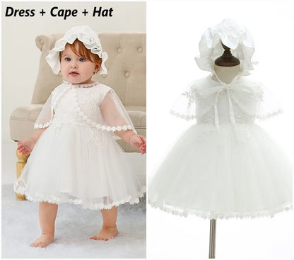 New Baby Christening Gowns Infant Baby Girl Baptism Wear Baby Girl Clothes Summer Dresses Baby Girl Wedding Dress Baby