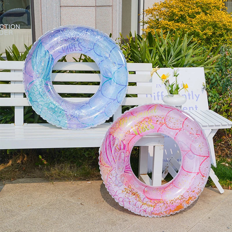 Rooxin Mermaid Swimming Ring Inflatable Pool Float For Adult Kids Swimming Circle Baby Swim Tube Water Play Swimming Pool Float