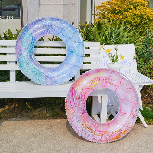 Rooxin Mermaid Swimming Ring Inflatable Pool Float For Adult Kids Swimming Circle Baby Swim Tube Water Play Swimming Pool Float