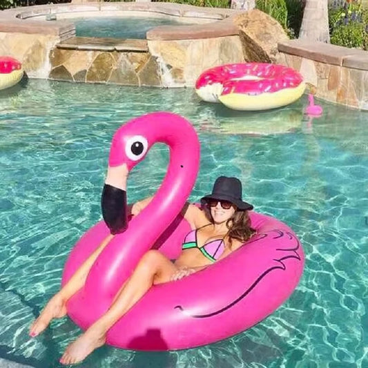 Inflatable Flamingo Swimming Ring for Adult Teens Swimming Circle Floating Ring Inflatable Pool Floats Toys Beach Party