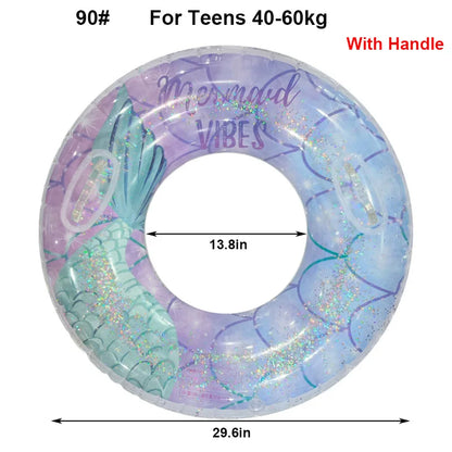 Rooxin Mermaid Swimming Ring Inflatable Pool Float For Adult Kids Swimming Circle Baby Swim Tube Water Play Swimming Pool Float