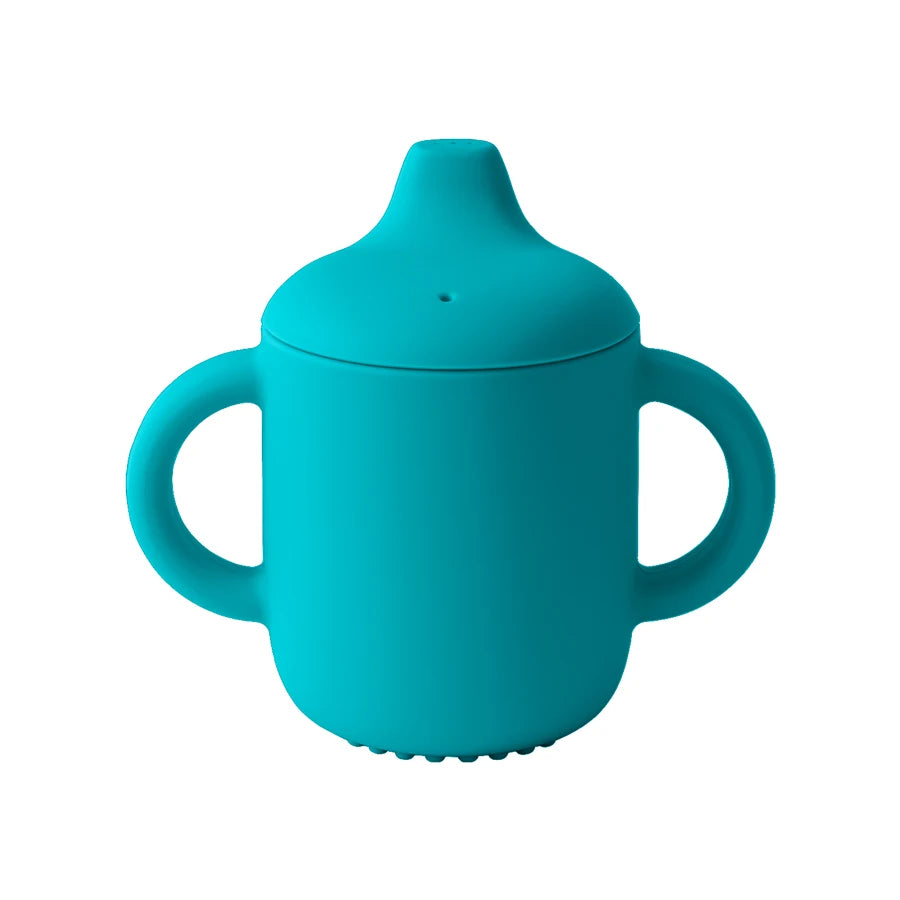 1PC Silicone Baby Cup Portable Water Bottle With Double Handle Leakproof Baby Cups Feeding Trianing Baby Items Baby Tableware