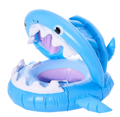 Baby Float Swimming Pool Toddler Floaties with Inflatable Canopy Shark Infant Pool Float for Kids Baby Swimming Pool Float Ring