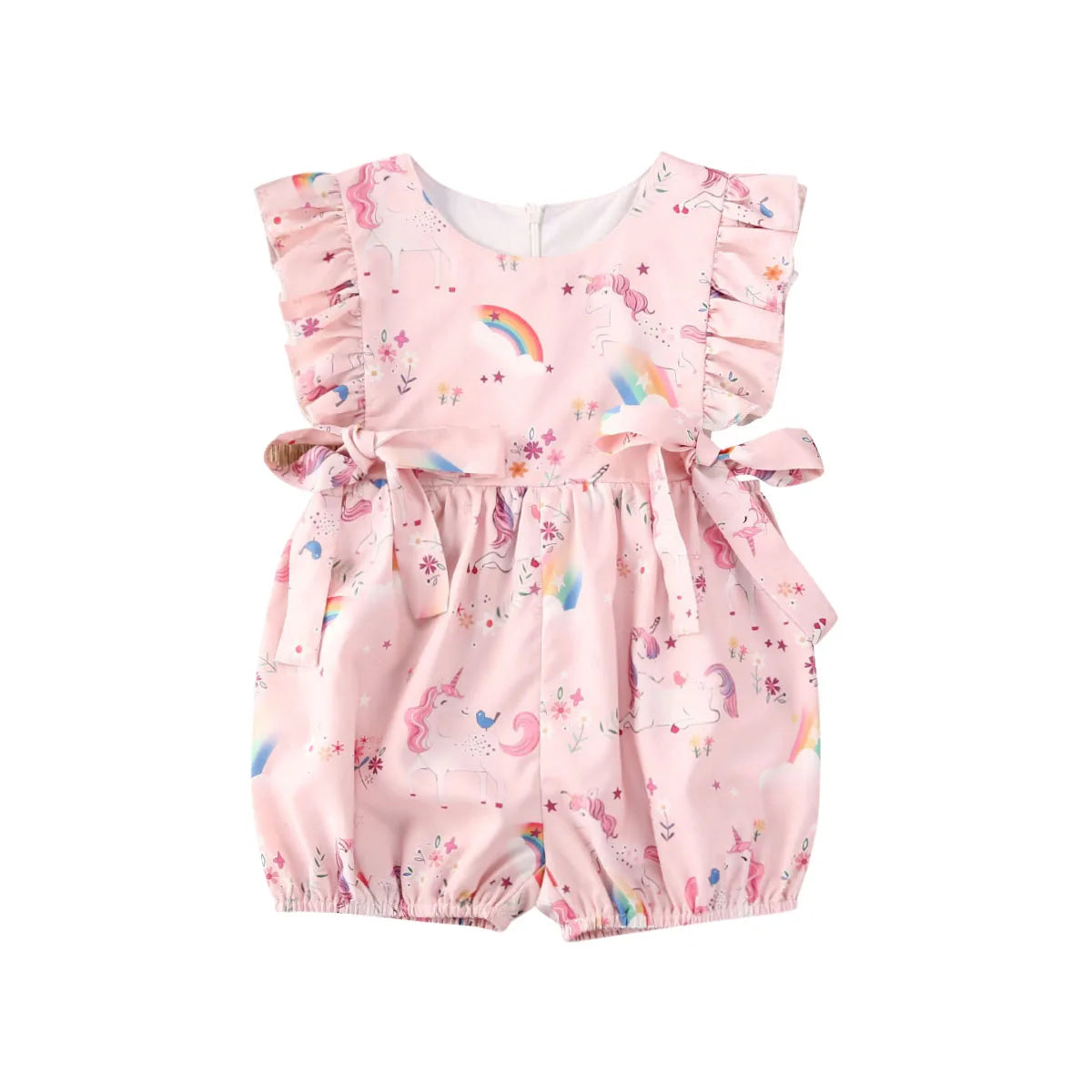 Toddler Baby Girls Ruffle Romper Infant Newborn Baby Cartoon Print Jumpsuit Summer Flower Baby Girls Clothes Baby Costumes