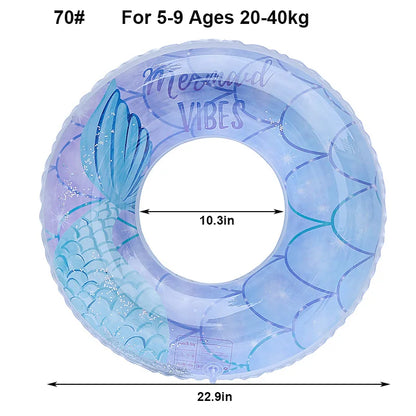 Rooxin Mermaid Swimming Ring Inflatable Pool Float For Adult Kids Swimming Circle Baby Swim Tube Water Play Swimming Pool Float