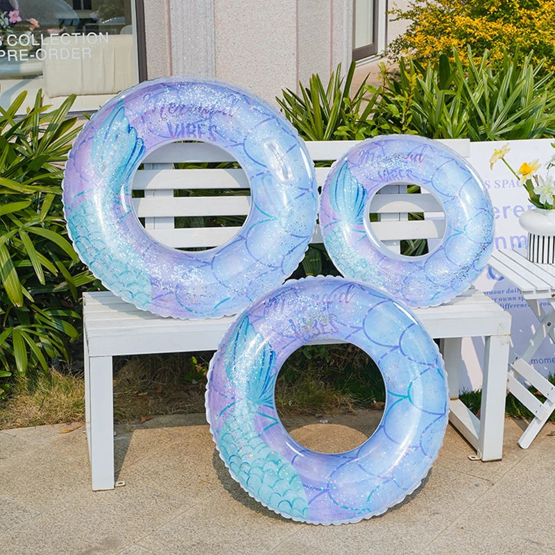 Rooxin Mermaid Swimming Ring Inflatable Pool Float For Adult Kids Swimming Circle Baby Swim Tube Water Play Swimming Pool Float
