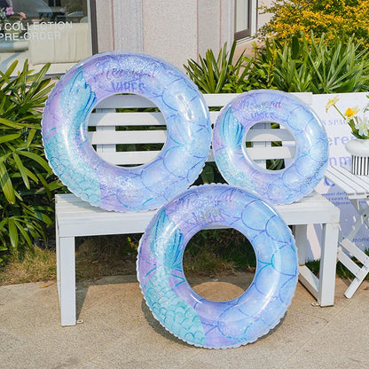 Rooxin Mermaid Swimming Ring Inflatable Pool Float For Adult Kids Swimming Circle Baby Swim Tube Water Play Swimming Pool Float