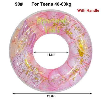 Rooxin Mermaid Swimming Ring Inflatable Pool Float For Adult Kids Swimming Circle Baby Swim Tube Water Play Swimming Pool Float