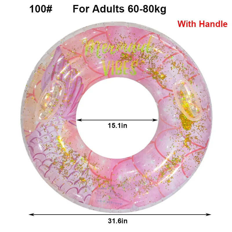 Rooxin Mermaid Swimming Ring Inflatable Pool Float For Adult Kids Swimming Circle Baby Swim Tube Water Play Swimming Pool Float