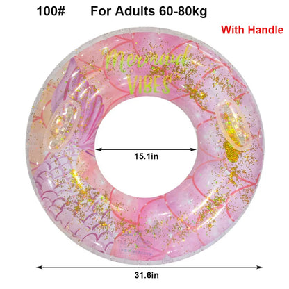 Rooxin Mermaid Swimming Ring Inflatable Pool Float For Adult Kids Swimming Circle Baby Swim Tube Water Play Swimming Pool Float